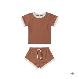 Quincy Mae Ribbed organic shortie set (Grey colour)